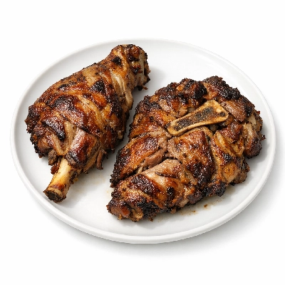 Lamb domestic shoulder whole arm and blade separable lean fat trimmed to 1/8" choice cooked broiled