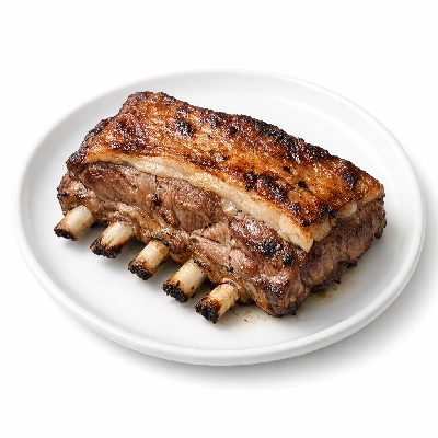 Lamb new zealand imported frozen rib separable lean and fat trimmed to 1/8" cooked roasted