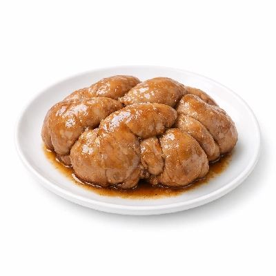 Lamb variety meats and by-products pancreas cooked braised