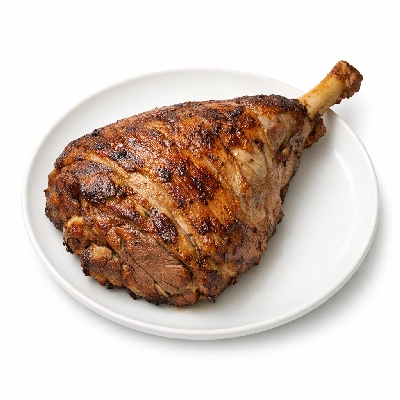 Lamb veal & game australian imported fresh leg trotter off bone-in separable lean only trimmed to 1/8" fat cooked roasted