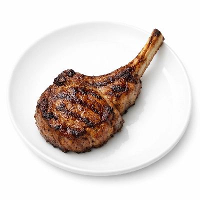 Lamb veal & game australian imported fresh rib chop frenched denuded bone-in separable lean only trimmed to 0" fat cooked grilled