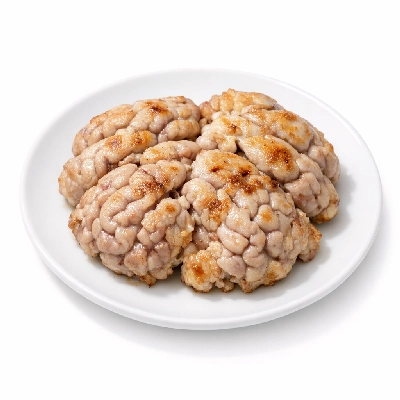 Lamb veal & game new zealand imported brains cooked soaked and fried