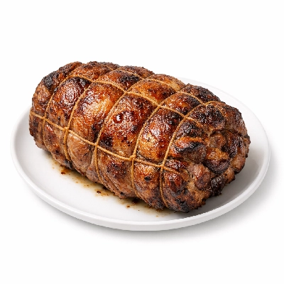 Lamb veal & game new zealand imported netted shoulder rolled boneless separable lean and fat cooked slow roasted