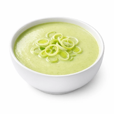 Soup leek dehydrated prepared with water