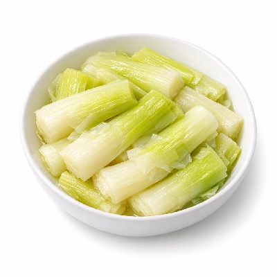 Leeks boiled with salt