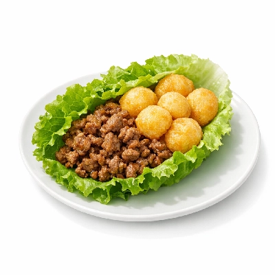 Lettuce Wrap with Ground Meat and Cheese Puffs