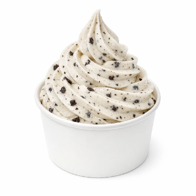 Light ice cream soft serve blended with cookie pieces