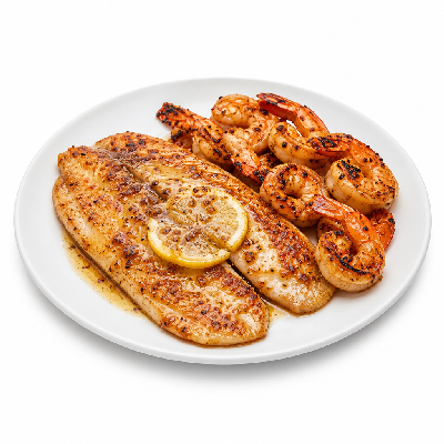 LongHorn Steakhouse Dinner Entrees Seafood Brown Butter Lemon Tilapia & Grilled Shrimp