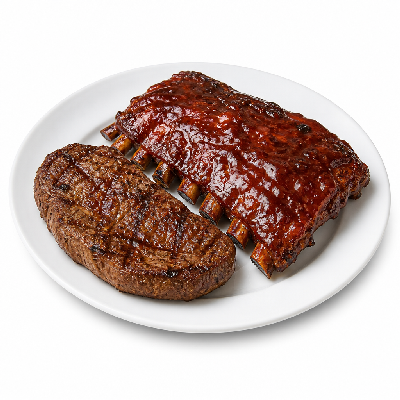 LongHorn Steakhouse Dinner Entrees Signature Steak Pairings Renegade Sirloin 6 Oz. with Half-Rack Baby Back Ribs