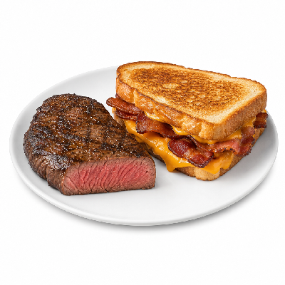 LongHorn Steakhouse Lunch Entrees Combinations Half Steak & Bacon Cheddar Melt