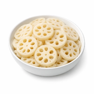 Lotus root cooked boiled drained with salt