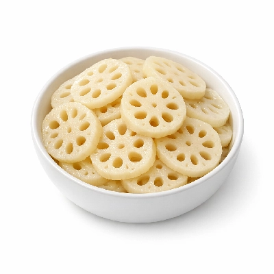 Lotus root cooked boiled drained without salt