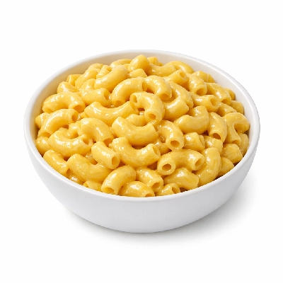 Macaroni and cheese box mix with sauce prepared