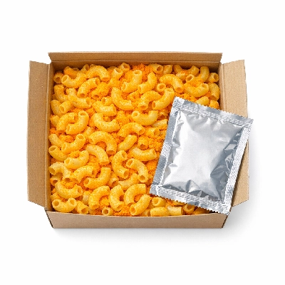 Macaroni and cheese box mix with sauce unprepared