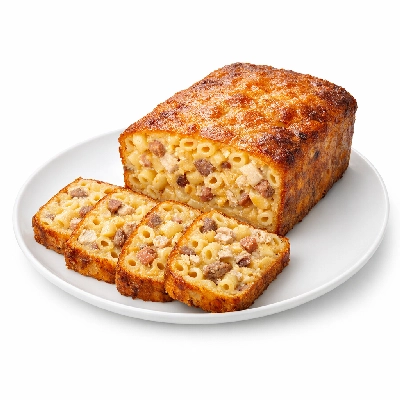 Macaroni and cheese loaf chicken pork beef