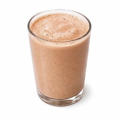 Malted drink mix chocolate powder prepared with whole milk