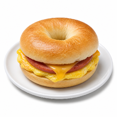 Manhattan Bagel Breakfast Egg Pork Roll & Cheese on Plain Bagel