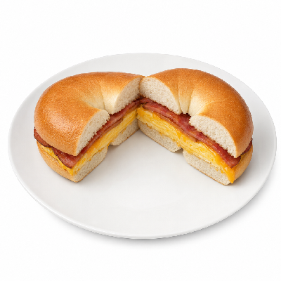 Manhattan Bagel Breakfast Egg Turkey Bacon & Cheese on Plain Bagel Lite192