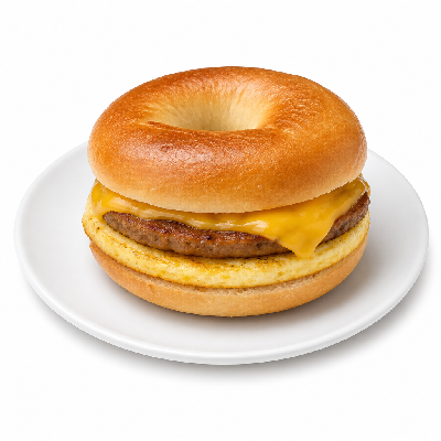 Manhattan Bagel Breakfast Egg Turkey Sausage & Cheese Plain Bagel