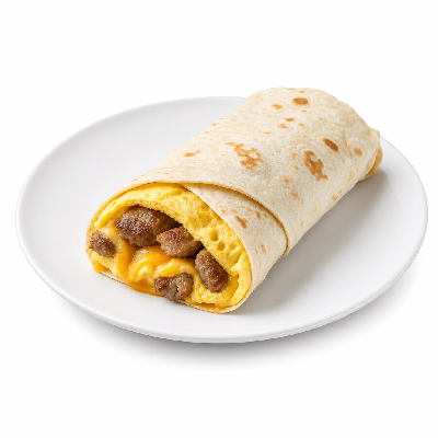 Manhattan Bagel Breakfast Omelet Wrap Egg Cheese Pork Sausage