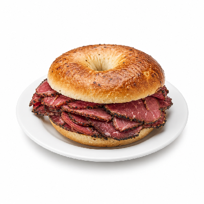 Manhattan Bagel Lunch Ellis Island Hot Pastrami