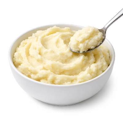Mashed potatoes made from box with whole milk and butter