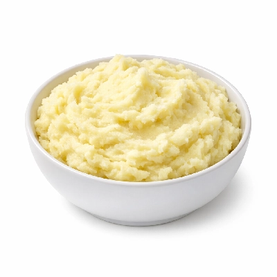Potatoes mashed dehydrated prepared from granules with milk water and margarine added