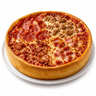 Mazzio's Pizza Four Meat Pizza 14 Inch Deep Dish