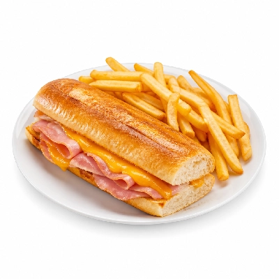 Mazzio's Pizza Toasted Hoagie Ham and Cheddar with Fries