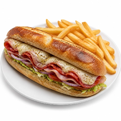Mazzio's Pizza Toasted Hoagie Italian Sub with Fries