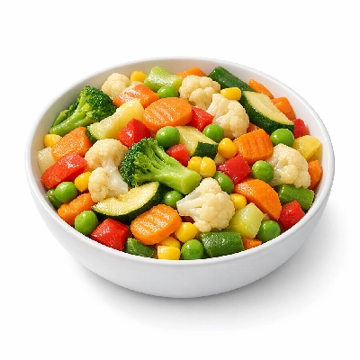 Mixed frozen vegetables boiled with salt