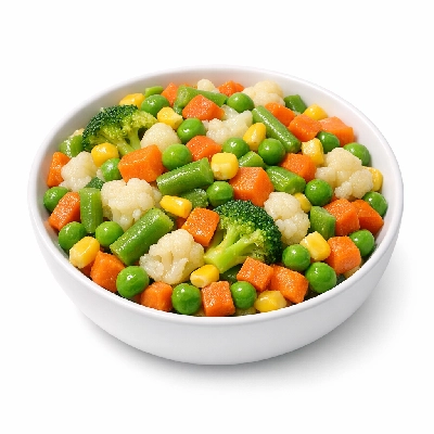 Mixed frozen vegetables boiled without salt