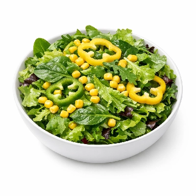 Mixed green salad with corn and peppers