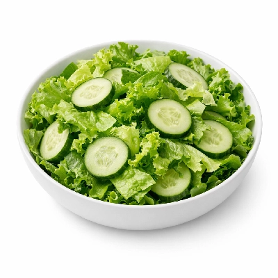 Mixed salad with lettuce and cucumber