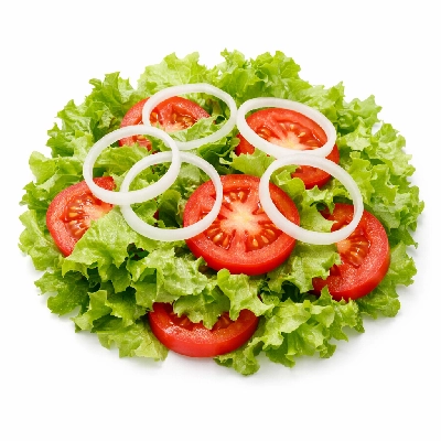 Mixed Salad with Lettuce, Tomato, and Onion