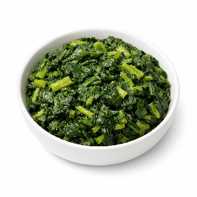 Mustard greens frozen cooked boiled drained with salt