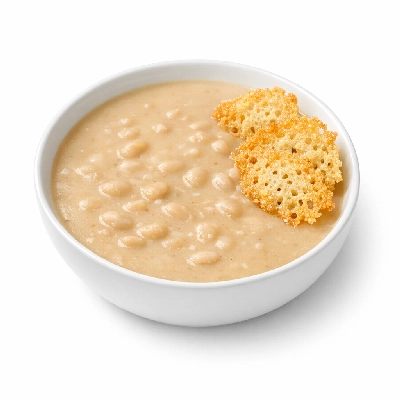 Navy Bean Soup & Parmesan Cheese Crisps