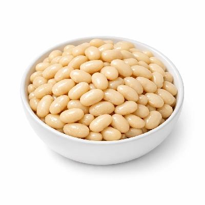Navy beans boiled without salt