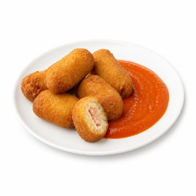 Nestlé Nescafe Dolce Gusto Caffe Lungo Decaffeinato Potato and Ham Croquettes with Roasted Red Pepper Sauce