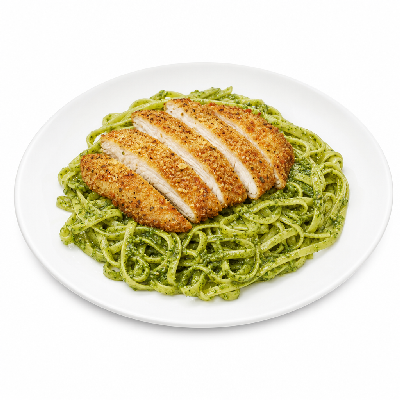 Noodles & Company Leanguini Pesto with Parmesan Crusted Chicken Small