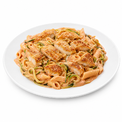 Noodles & Company Zoodles Penne Rosa with Parmesan-Crusted Chicken Sm