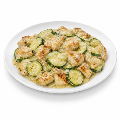 Noodles & Company Zucchini in Light Onion Cream Sauce with Grilled Chicken Small