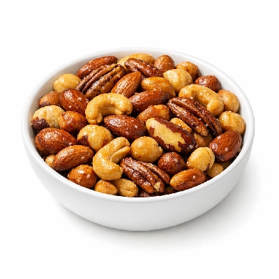 Nuts mixed without peanuts oil roasted with salt added