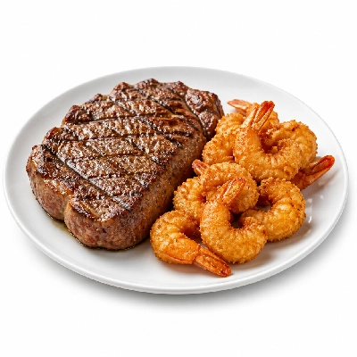 Old Chicago Entrees Grilled Steak & Fried Shrimp Platter (1 Serving)