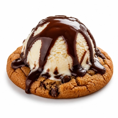 Old Chicago Lunch Desserts Cookie and Ice Cream with Homemade Fudge Sauce