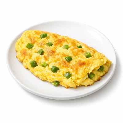 Omelette with diced green peppers