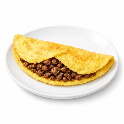 Omelette with ground beef