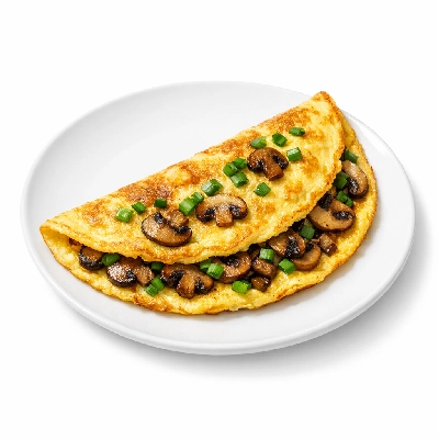 Omelette with mushrooms and green onions
