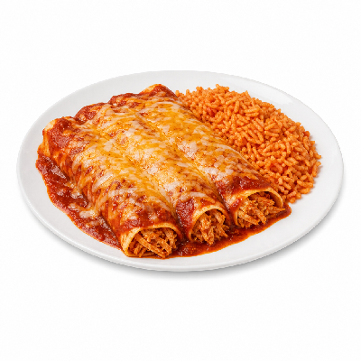 On The Border Kids Enchilada Plate Chicken Tinga with Mexican Rice