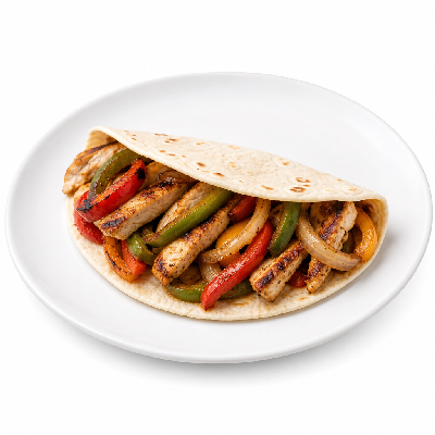 On The Border Kids Fajita Chicken Soft Taco with Grilled Vegetables & Apple Juice